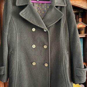 Lands' End Black Double-Breasted Pea Coat